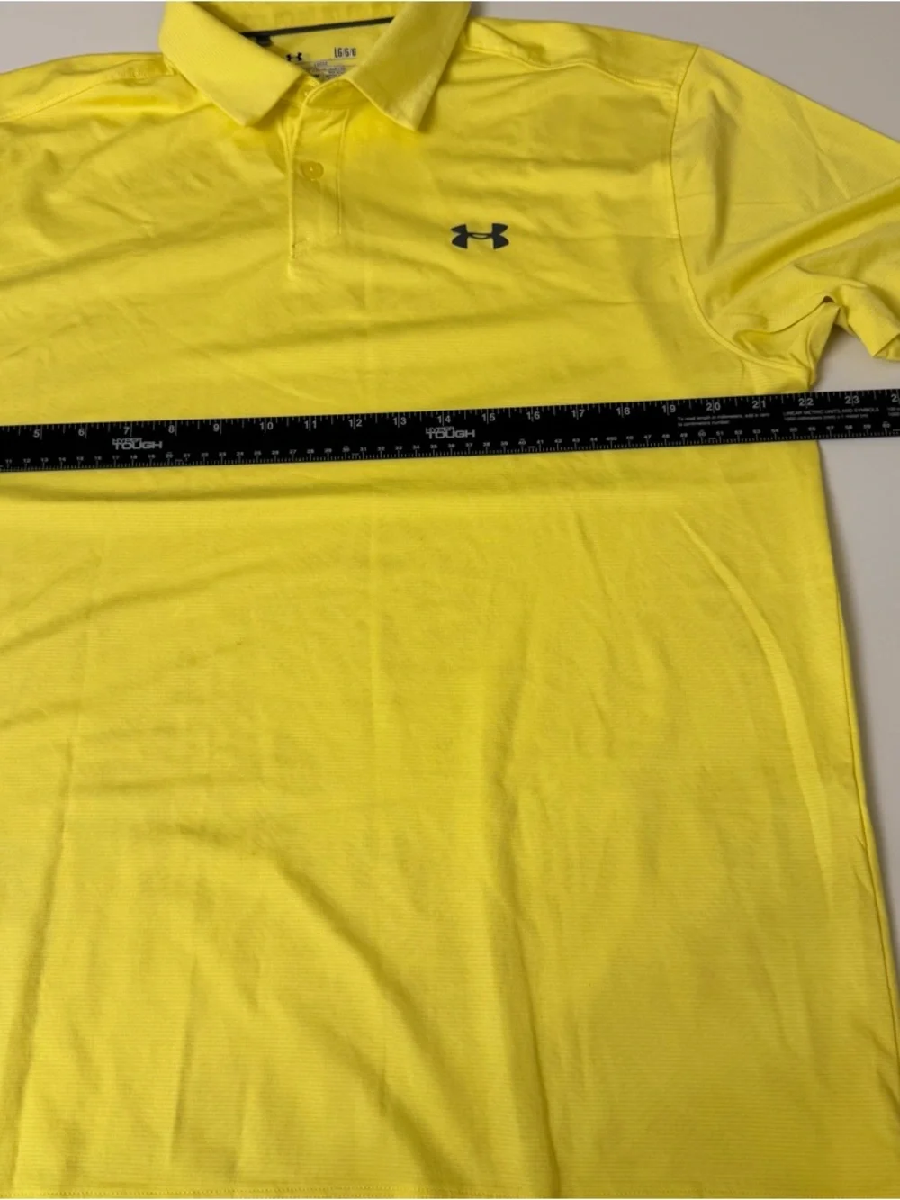 Under Armour Shirt Mens L Yellow Heat Gear Short Sleeve Golf Polo Sports Loose - Picture 5 of 5